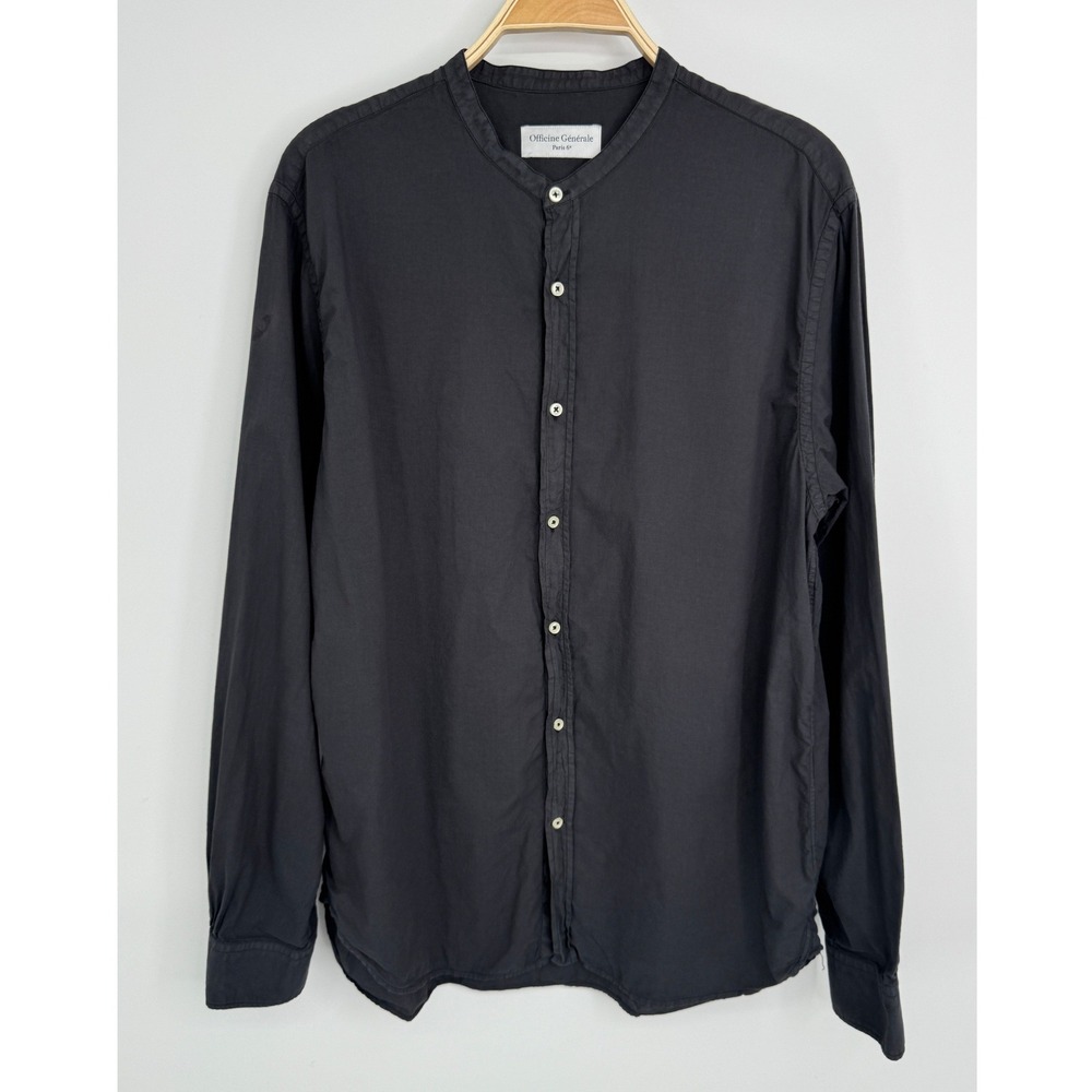 Officine Generale Button Down‎ Shirt XL Black Parisian Minimalist Quiet Luxury